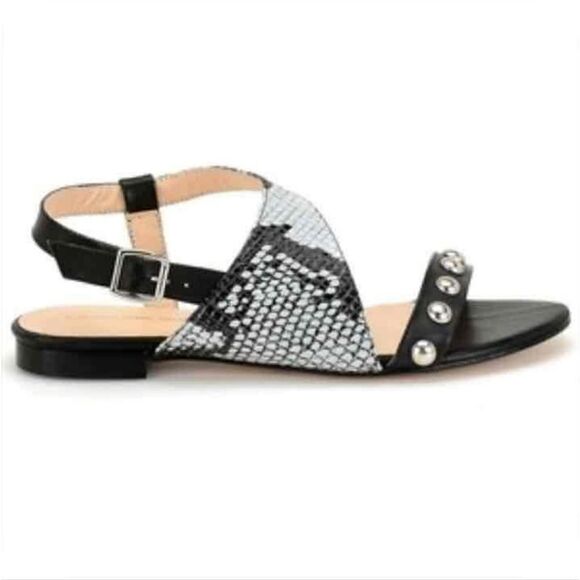 New - Carmen Marc Valvo Made in Spain Leather Snakeskin Sandals Size 8.5 - Picture 1 of 15